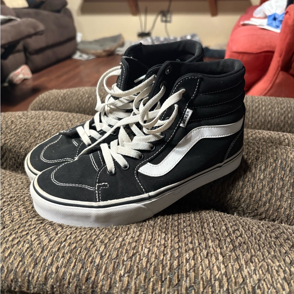 Vans Black and White High-Top Sneakers